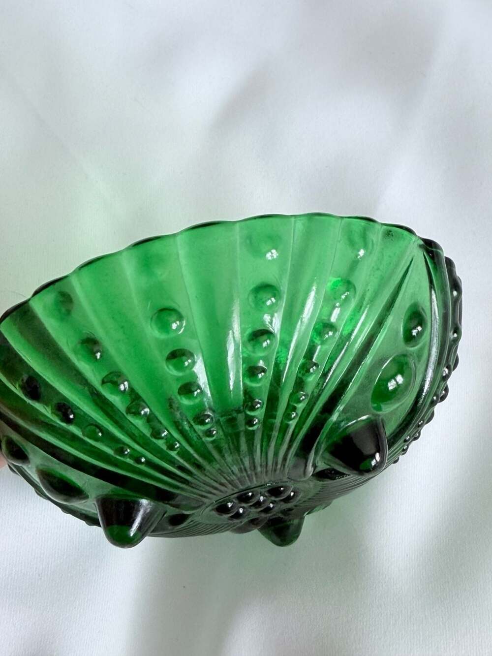 Anchor Hocking Forest Green Burple Footed Bowl Hobnail Glass